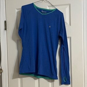 Champion Royal Blue Long Sleeve Top with Green Trim